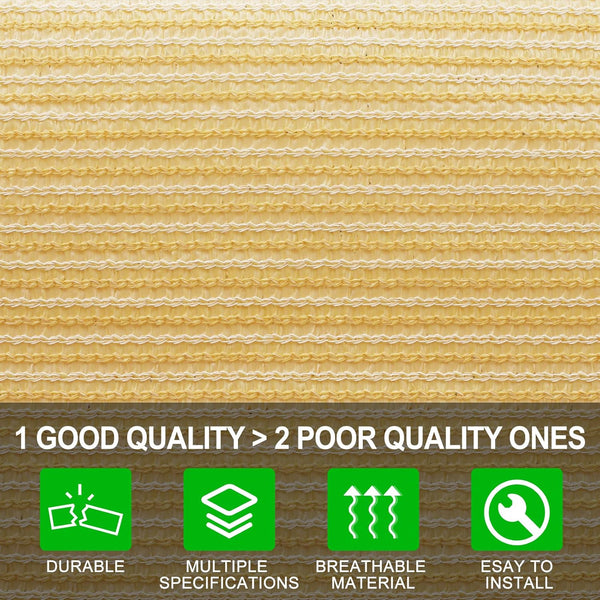 90% Shade Cloth  8ft Width with Grommets , Wheat