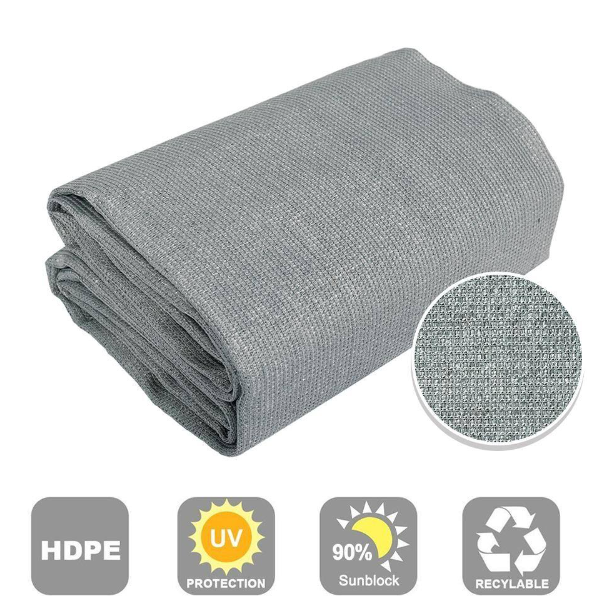 90% Shade Cloth 8x16ft Sunblock Fabric Cut Edge with Free Cilps?¨º?Gray